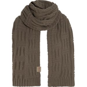 Knit Factory Bobby Gebreide Sjaal Dames & Heren - Herfst- & Wintersjaal - Grof gebreid - Langwerpige sjaal - Wollen Sjaal - Dames sjaal - Heren sjaal - Unisex - Cappuccino - Bruin - 200x30 cm