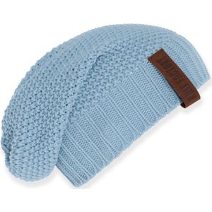 Knit Factory Coco Gebreide Muts Heren & Dames - Sloppy Beanie hat - Celeste - Warme lichtblauwe Wintermuts - Unisex - One Size