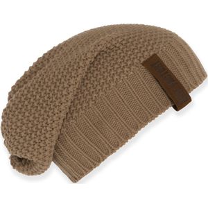 Knit Factory Coco Gebreide Muts Heren & Dames - Sloppy Beanie hat - Nude - Warme bruine Wintermuts - Unisex - One Size