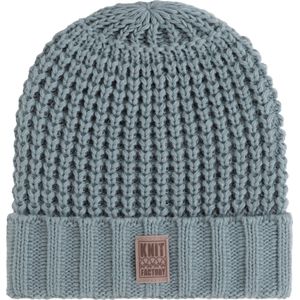 Knit Factory Robin Gebreide Muts Heren & Dames - Beanie hat - Stone Green - Grofgebreid - Warme groene Wintermuts - Unisex - One Size