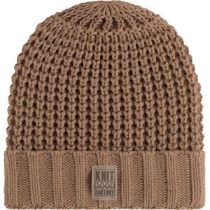 Knit Factory Robin Gebreide Muts Heren & Dames - Beanie hat - Nude - Grofgebreid - Warme bruine Wintermuts - Unisex - One Size