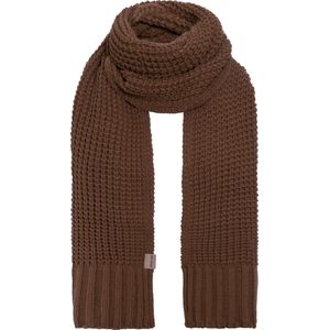 Knit Factory Robin Gebreide Sjaal Dames & Heren - Warme Wintersjaal - Grof gebreid - Langwerpige sjaal - Wollen sjaal - Heren sjaal - Dames sjaal - Unisex - Tobacco - Bruin - 200x40 cm