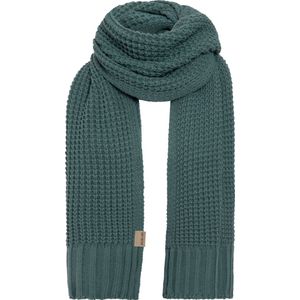 Knit Factory Robin Gebreide Sjaal Dames & Heren - Warme Wintersjaal - Grof gebreid - Langwerpige sjaal - Wollen sjaal - Heren sjaal - Dames sjaal - Unisex - Laurel - Groen - 200x40 cm