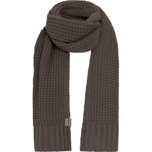Knit Factory Robin Gebreide Sjaal Dames & Heren - Warme Wintersjaal - Grof gebreid - Langwerpige sjaal - Wollen sjaal - Heren sjaal - Dames sjaal - Unisex - Cappuccino - Bruin - 200x40 cm