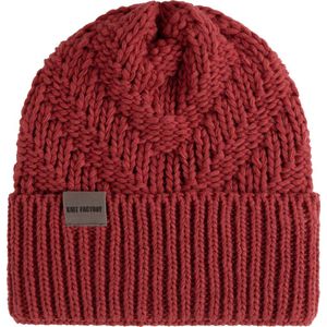 Knit Factory Sally Gebreide Muts Heren & Dames - Beanie hat - Baked Apple - Grofgebreid - Warme rode Wintermuts - Unisex - One Size
