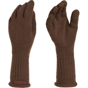 Knit Factory Lana Gebreide Dames Handschoenen - Gebreide winter handschoenen - Bruine handschoenen - Polswarmers - Tobacco - One Size