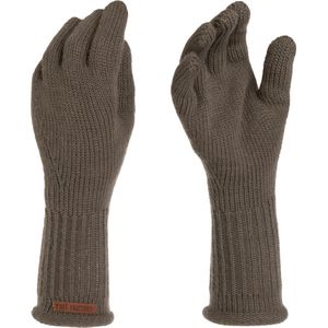 Knit Factory Lana Gebreide Dames Handschoenen - Gebreide winter handschoenen - Bruine handschoenen - Polswarmers - Cappuccino - One Size