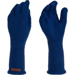 Knit Factory Lana Gebreide Dames Handschoenen - Gebreide winter handschoenen - Donkerblauwe handschoenen - Polswarmers - Kings Blue - One Size