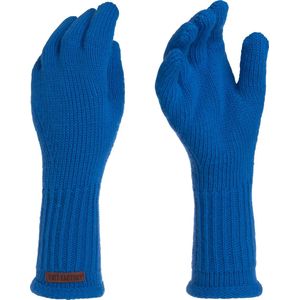Knit Factory Lana Gebreide Dames Handschoenen - Gebreide winter handschoenen - Blauwe handschoenen - Polswarmers - Cobalt - One Size