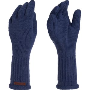 Knit Factory Lana Gebreide Dames Handschoenen - Gebreide winter handschoenen - Donkerblauwe handschoenen - Polswarmers - Capri - One Size
