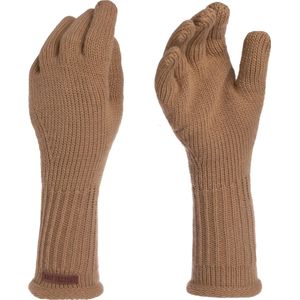 Knit Factory Lana Gebreide Dames Handschoenen - Gebreide winter handschoenen - Bruine handschoenen - Polswarmers - Nude - One Size