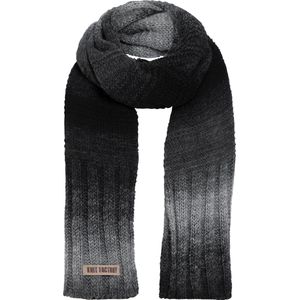 Knit Factory Mace Gebreide Sjaal Dames & Heren - Grijs gemelêerde sjaal - Wollen sjaal - Langwerpige sjaal - Antraciet/Licht Grijs - 200x50 cm