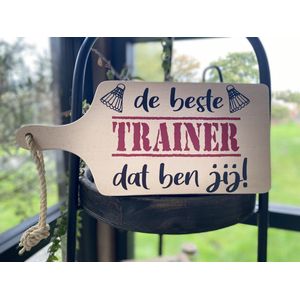 Creaties van Hier - serveerplankje - trainer badminton - 35 cm - hout