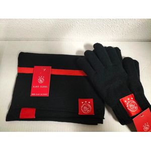 Ajax Winter Set (Handschoenen & Sjaal) Maat S/M - Zwart - Wol