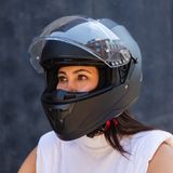 VINZ Kennet Integraalhelm met Zonnevizier / Motorhelm / Scooter helm / Brommerhelm – Mat Zwart