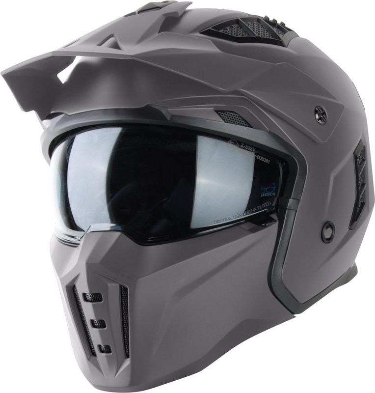 VINZ Kioto Streetfighter Helm / Jethelm / Scooterhelm / Motorhelm Titanium