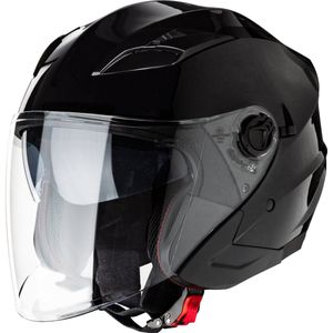 VINZ Calobra Jethelm met Zonnevizier / Scooterhelm / Motorhelm Zwart