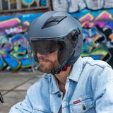 VINZ Calobra Jethelm Met Zonnevizier / Motorhelm / Scooterhelm - Mat Titanium