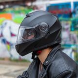 VINZ Santos Systeemhelm - Mat Zwart - Lichtgewicht 1600 Gram - Inclusief Opbergzak