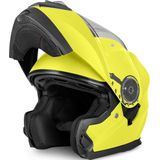 VINZ Santos Systeemhelm met Zonnevizier | Scooterhelm & Motorhelm & Brommerhelm | ECE 22.06 goedgekeurd | Lichtgewicht 1600 gram | Inclusief Opbergzak | Fluor Geel - S