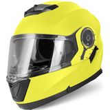 VINZ Santos Systeemhelm met Zonnevizier | Scooterhelm & Motorhelm & Brommerhelm | ECE 22.06 goedgekeurd | Lichtgewicht 1600 gram | Inclusief Opbergzak | Fluor Geel - M