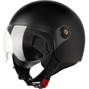 VINZ Duoro Jethelm met Vizier ECE 22.06 | Scooter Helm Snorfiets Brommer | Motorhelm in XS-XXL voor Dames en Heren - Mat Zwart