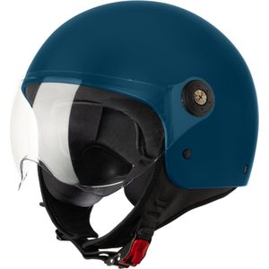 VINZ Duoro Jethelm met Vizier / Scooter Helm / Snorscooterhelm - Donkerblauw