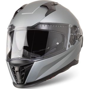 VINZ Perez Integraalhelm met Zonnevizier | Scooterhelm & Motorhelm & Brommerhelm | ECE 22.06 goedgekeurd | Voor Heren & Dames | Lichtgewicht 1500 gram | Inclusief Opbergzak | Metallic Grey - L
