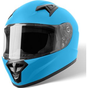 VINZ Parana Kinderhelm voor Scooter & Motor & Brommer | Integraalehelm / Scooterhelm Kind | ECE 22.06 goedgekeurd | Lichtgewicht 1250 gram | Inclusief Opbergzak | Mat Blauw - YS
