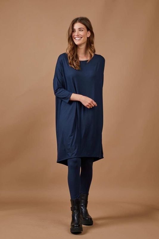 Jurken - Donkerblauw - Viscose en Elasthan