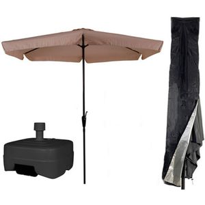 CUHOC Beige / Ecru Parasol - Parasolhoes - Extra Zware Vulbare Verrijdbare Parasolvoet - parasol met voet, parasol met hoes en voet, stokparasol met hoes en voet