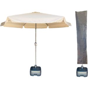 CUHOC - Parasol Ibiza Beige - Ø300cm + Verrijdbare Parasolvoet + Parasolhoes