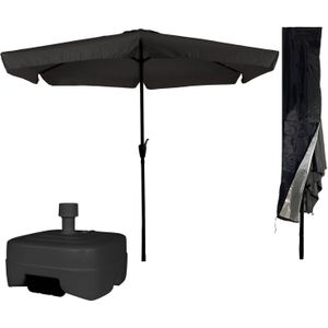 CUHOC Zwarte Parasol - Parasolhoes - Extra Zware Vulbare Verrijdbare Parasolvoet - parasol met voet, parasol met hoes en voet, stokparasol met hoes en voet