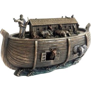 Maddeco - Ark van Noach - opbergbox - bronskleurig polystone beeldje