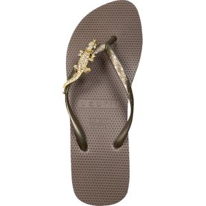 Uzurii Gold Crocodile Switch High Heel Dames Slippers Taupe Taupe Kunststof 039 03