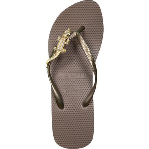 Uzurii Green Crocodile Switch High Heel Dames Slippers Gold Goud Kunststof 039