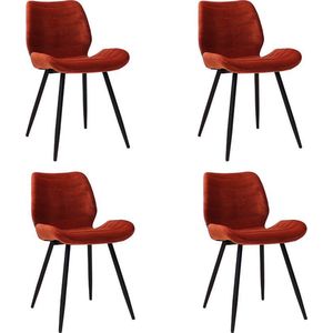 Bronx71® Velvet eetkamerstoel Toby koper - Eetkamerstoelen set van 4