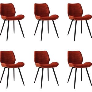 Bronx71® Velvet eetkamerstoel Toby koper - Eetkamerstoelen set van 6