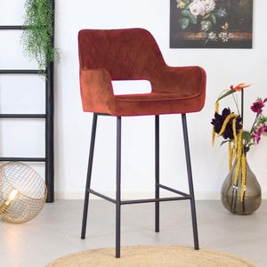 Bronx71® Velvet barkruk Mika koper 78 cm