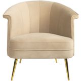 Bronx71® Fauteuil velvet Amy beige - Zetel 1 persoons - Relaxstoel - Fauteuil beige - Fauteuil velvet