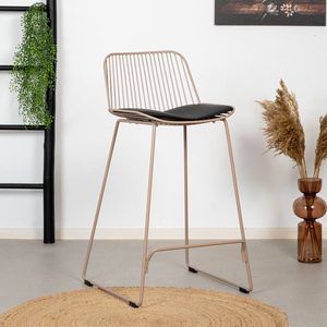 Barkruk design Jenny taupe - Zithoogte: 67cm - Barkrukken met rugleuning - Barstoelen met rugleuning - Barstoel - Barkruk metaal