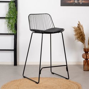 Barkruk design Jenny zwart - Zithoogte: 67cm - Barkrukken met rugleuning - Barstoelen met rugleuning - Barstoel - Barkruk metaal