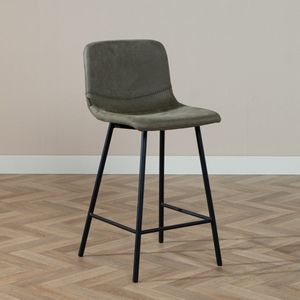 Bronx71® Industriële barkruk Mikky olijfgroen eco-leer 65-78 cm