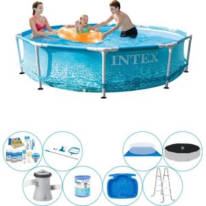 Metal Frame Rond Strandzijde 305x76 cm - Deluxe Zwembad Set