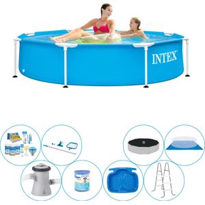 Metal Frame Rond 244x51 cm - Deluxe Zwembad Set