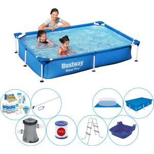 Steel Pro Rechthoekig 221x150x43 cm - Zwembad Inclusief Accessoires