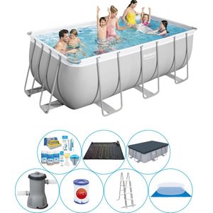 Power Steel Rechthoek 412x201x122 cm - Zwembad Combinatie Set