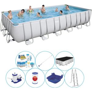 Power Steel Rechthoek 732x366x132 cm - Zwembad Combi Deal
