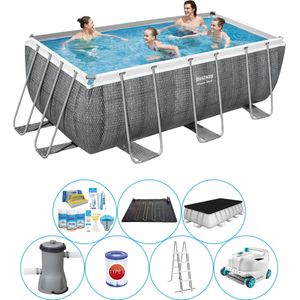 Power Steel Rechthoek Rattan 412x201x122 cm - Zwembad Met Accessoires