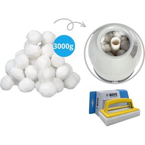 Comfortpool - Filterbollen geschikt voor zandfilterpomp(en) - 3000 gram & WAYS scrubborstel